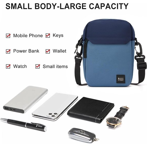 Mini Crossbody Bag Nylon Lightweight Small Messenger Compact Unisex - Picture 4 of 9